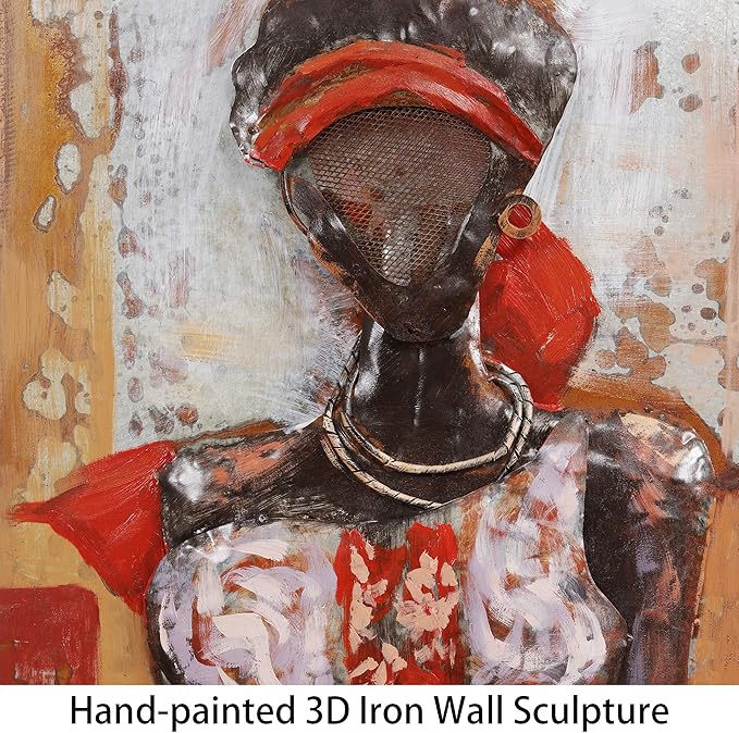 Empire Art Direct "Elegance Mixed Media Iron Wall Sculpture, Hand Painted Dimensional Metal Wall Art, Ready to Hang, 60" x 20", Large size, Home Decor for Living Room, Hallway, Bedroom