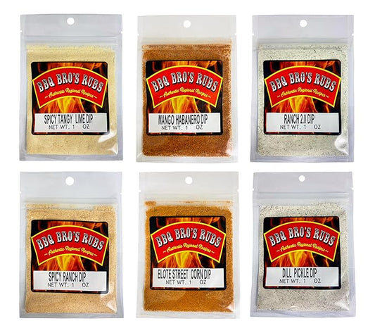 BBQ Bros Supreme Dip Mix for Snacks, Vegetables & Spreads - Dry Seasoning Mix for Chicken Wings, Potato Chips & Appetizers- Ultimate Flavor Enhancer (6 Flavor Combo Pack)