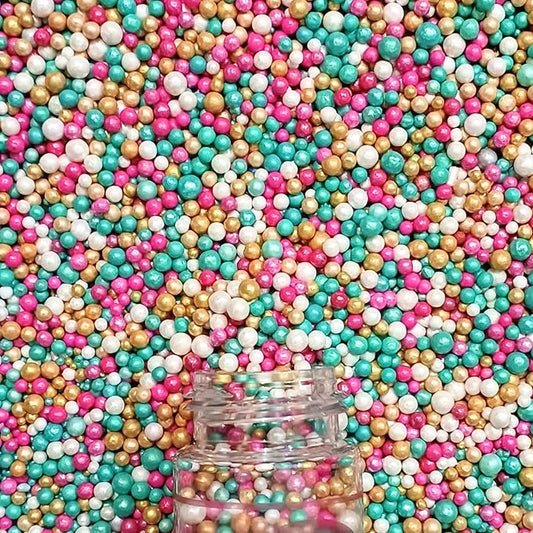 Confect Love Disco Balls Sprinkles Mix | Edible Decorative Pearl Balls in Turquoise, Pink, Gold & White ??Cake Sprinkles for Decorating Cupcakes, Cookies, Cakes, and Party Treats | Vegan, Gluten-Free, Nut-Free, Soy-Free, Dairy-Free, Palm Oil-Free- 4.2