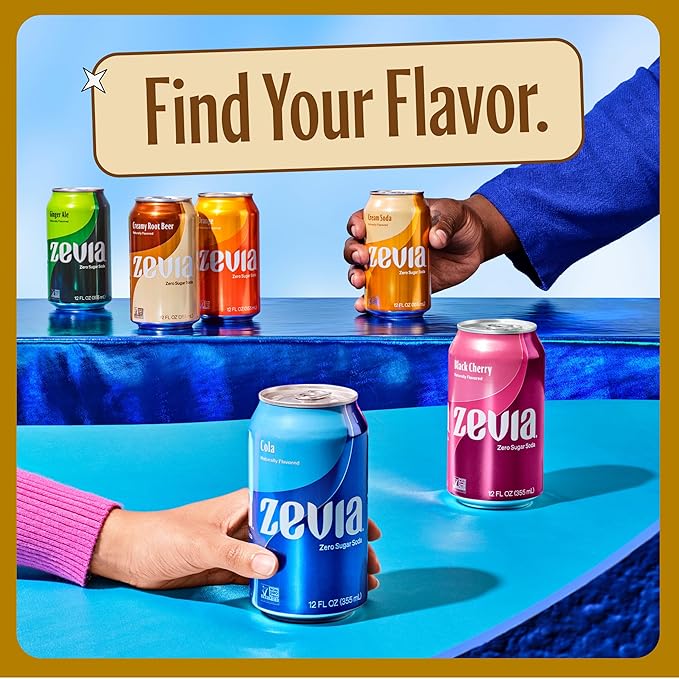 Zevia Zero Sugar Soda, Creamy Root Beer, 16 oz Cans (12-Pack) ??Naturally Sweetened, Non-GMO Project Verified, Gluten-Free, Vegan