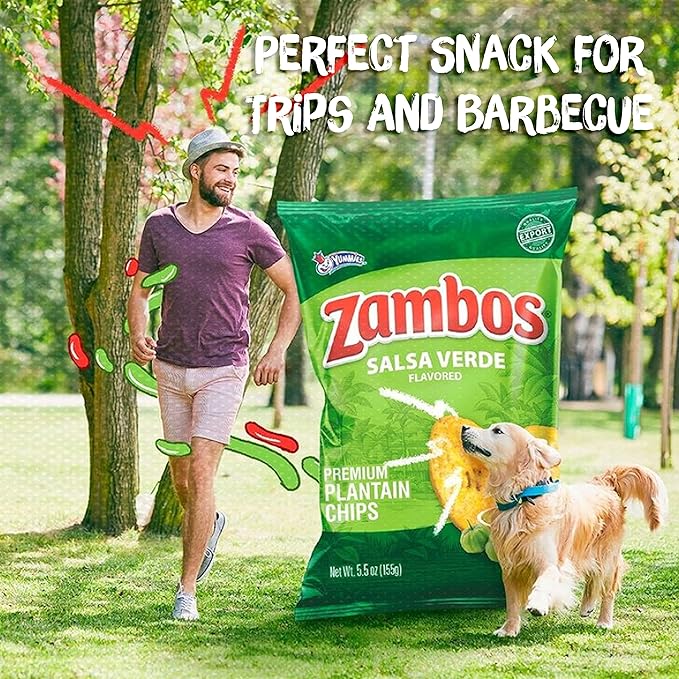 Zambos Plantain Chips Salsa Verde (Pack of 4)