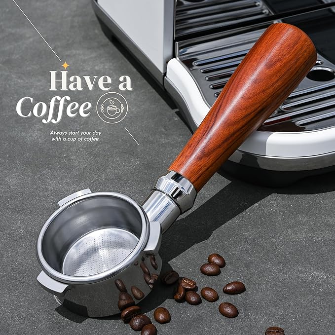 54mm Bottomless Portafilter - Fits Breville Espresso Coffee Machine Barista Express, Pro, Touch, Bambino (Plus), BES870XL/870BSXL/878BSS/880BSS/840XL +Filter Basket +Wall Holder (1)