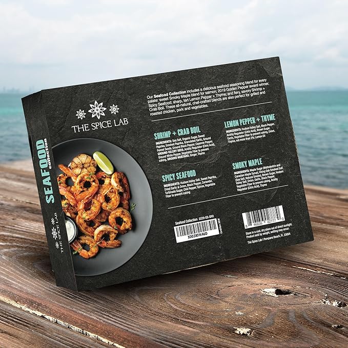 The Spice Lab Seafood Seasoning Set - Smoky Maple, Shrimp Boil, Spicy Seafood and Lemon Pepper - Gift Kit - All Around Cooking & Air Fryers - Gift for Men or Gift for Dad – Made in the USA