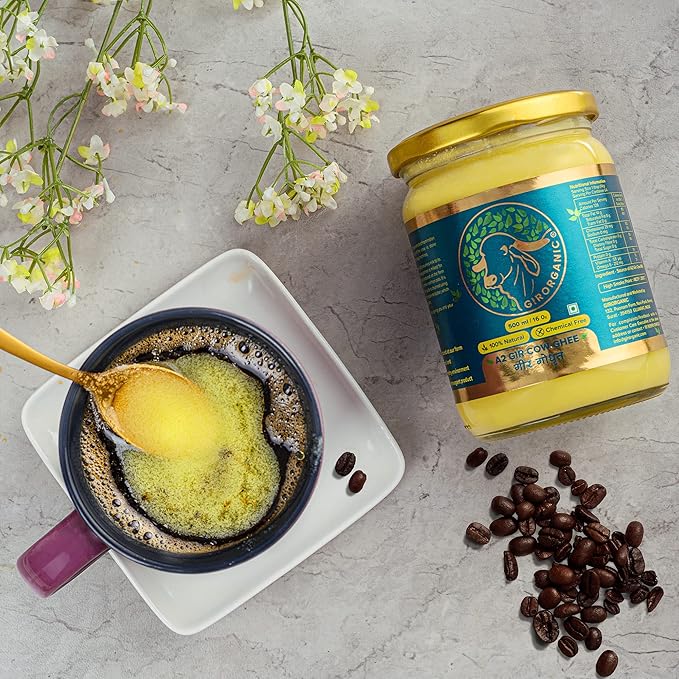 GirOrganic Grass Fed A2 Ghee | Clarified Butter (16 Oz) - Unsalted Gir Cow Ghee Butter - Organic Ghee Oil - Pasture Raised, Lactose-Free 16 Oz