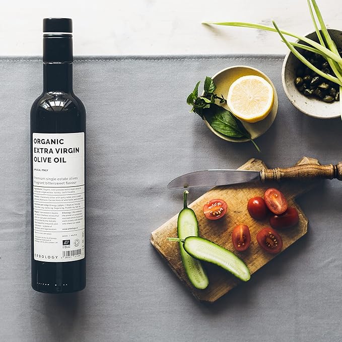 Erbology Organic Extra Virgin Olive Oil 17 fl oz - Early Harvest - 742 mg/kg Polyphenols - 0.15% Free Acidity - 100% Coratina Olives Hand-Picked and Pressed on a Family-Run Single Estate in Apulia, Italy