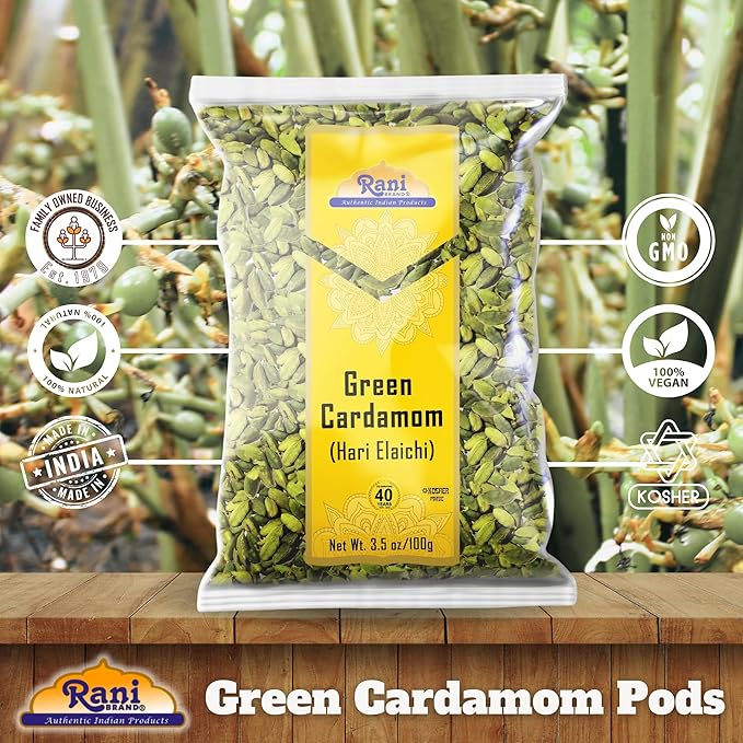 Rani Green Cardamom Pods Spice (Hari Elachi) 3.5oz (100g) ~ All Natural | Vegan | Gluten Friendly | NON-GMO | Product of India