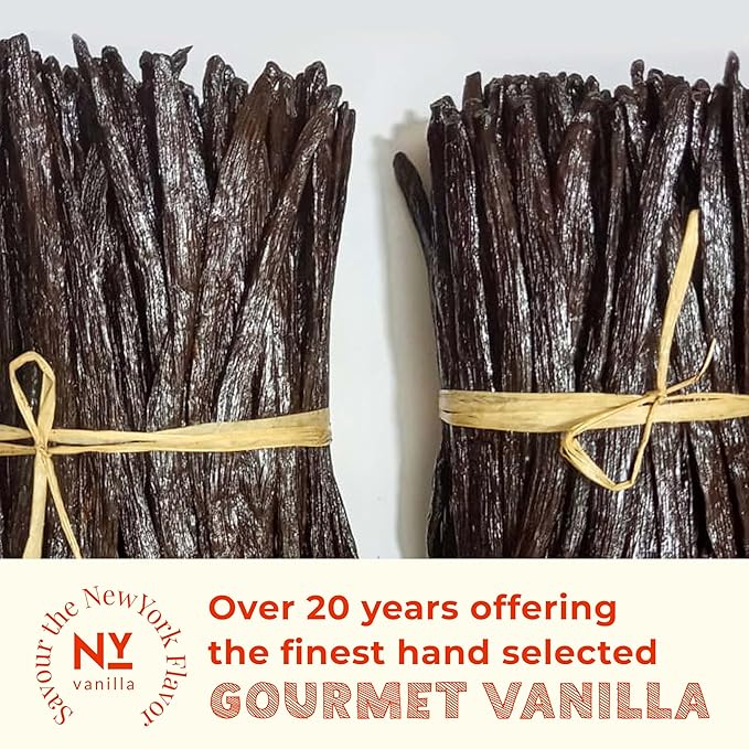 50 Vanilla Beans Grade A+, | Gourmet Whole Vanilla Bean Pods For Making Extract & Baking, Cooking, Homemade Extract| ~6-8 inches, Non-GMO. By NYVanilla