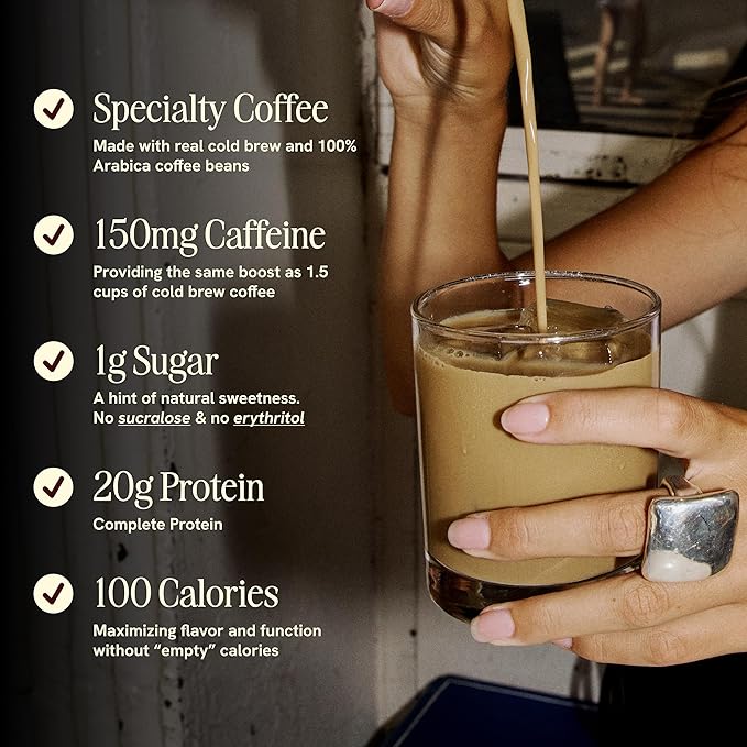 Protein Coffee - 100% Arabica Beans Real Cold Brew - 20g Ready To Drink Protein - 1g Sugar - 100 Calories - No Added Sugar, 99% Lactose Free Keto Friendly Proffee - 11 FL OZ - 12pk Original