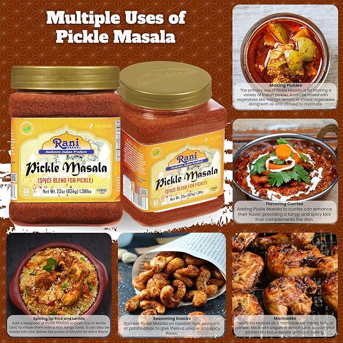 Rani Pickle (Achar) Masala Indian Spice Blend 22oz (1.375lbs) 624g PET Jar ~ Vegan | Gluten Friendly | NON-GMO | Kosher | No colors | Indian Origin