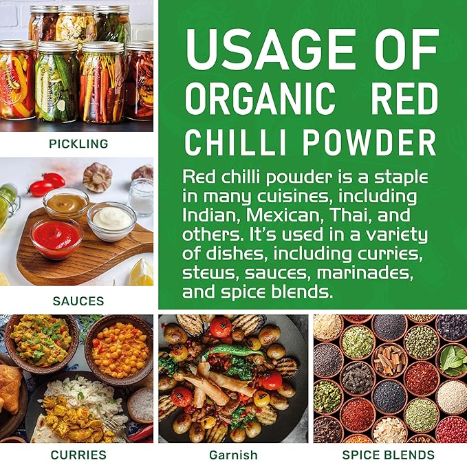 Jiva Organics Organic Red Chili Powder 7 ounce Bag - Extra Hot, Ground Indian Chillies, 100% Natural & Non-GMO