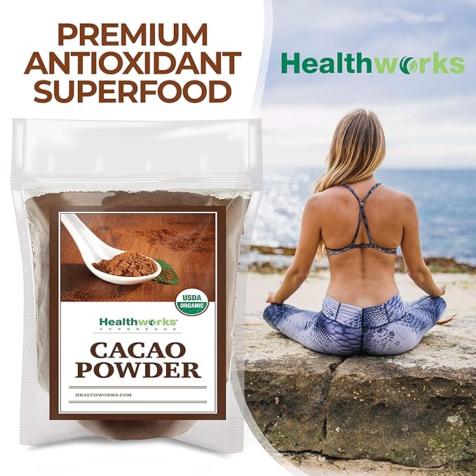 Healthworks Superfoods Organic Cacao Powder - 32 Oz / 2 Lbs - Cocoa Chocolate Substitute - Rich Choclate Flavour - Sugar-Free, Keto, Vegan & Non-GMO - Peruvian Bean/Nut Origin - Antioxidant Superfood