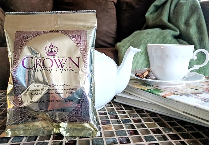 Crown Mulling Spices/Instant Gourmet Mulling Spice/Apple Cider, Wine, and Tea/Vegan and Gluten-Free/6 ounce/Perfectly Spices 1 Gallon of Your Favorite Beverage (3 Pack)