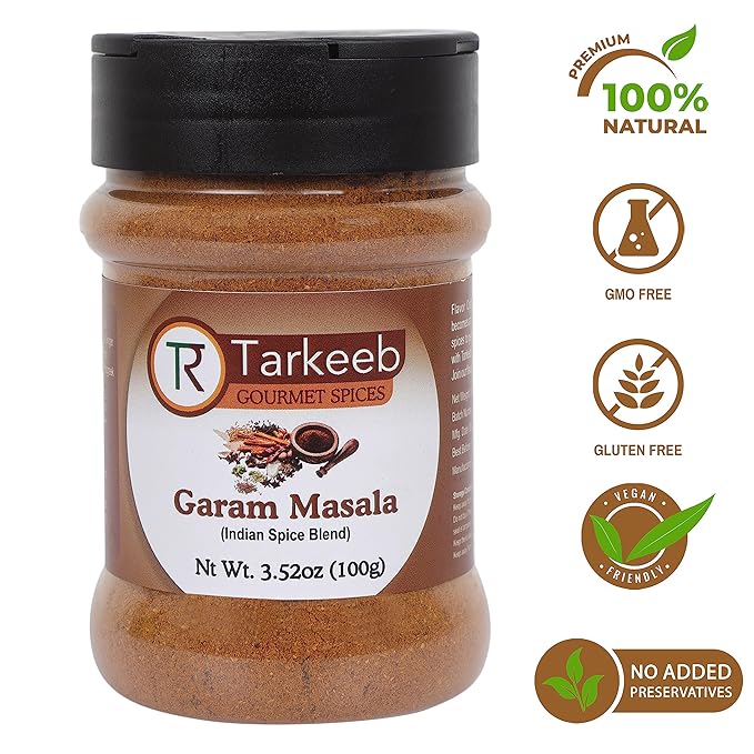 Tarkeeb Garam Masala Indian 15-Spice Blend 3.52 oz (100g) Shaker Top PET Jar ~ All Natural | Vegan | No Colors | Gluten Free | NON-GMO | Indian Origin |