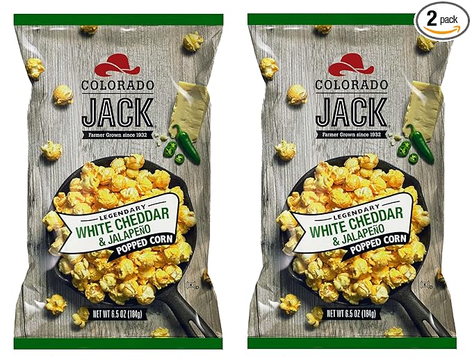 Colorado Jack Gourmet Flavored Popcorn - Colorado Jack Popped Corn in Legendary Flavors (White Cheddar Jalapeno)
