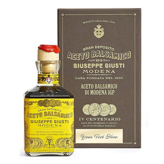 Giusti Balsamic Vinegar of Modena IGP ??Extra Thick & Rich Aceto Balsamico di Modena, Matured in Traditional Aging Casks, 4 Gold Medals, Made in Italy, Customized Gift Box ??8.45 fl oz (250 ml)