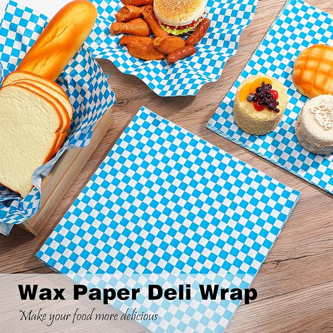 Sieral 5000 Sheets Sandwich Wrap Sheet 12 x 12 Inch Wax Paper Bulk Fast Food Basket Liners Disposable Parchment Paper Grease Resistant for Party Restaurant Wrapping (Blue)