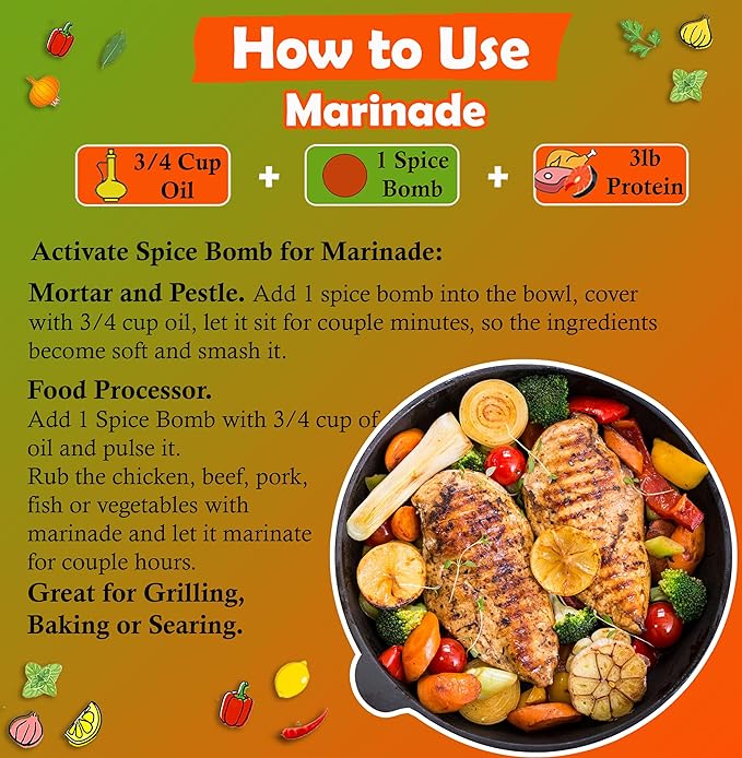 Universal Spice Bombs Seasoning Pack of 4 - Spice Mix for Soup, Stew, Marinade