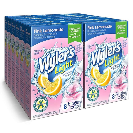 Wyler's Light Singles To Go Powder Packets, Water Drink Mix, Pink Lemonade, 96 Single Servings (Pack of 12)