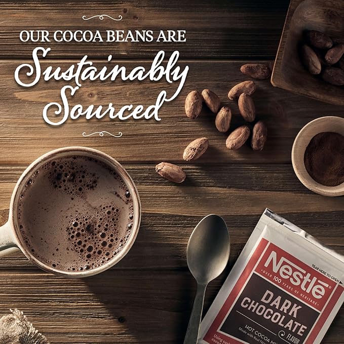 Nestle Hot Chocolate Packets, Dark Chocolate Flavor Hot Cocoa Mix, Made with Real Cocoa, Bulk Pack, 0.71 oz Packet (Pack of 300)