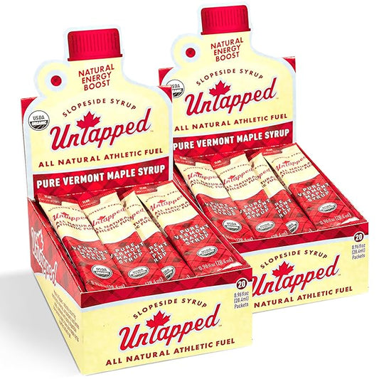 UnTapped Maple Syrup Packets Box of 20, Pack of 2 | Pure Maple Syrup Gel Packs for Runners | Single-Serve Running Energy Gels | Low Glycemic | Fuel to Keep You Running Longer