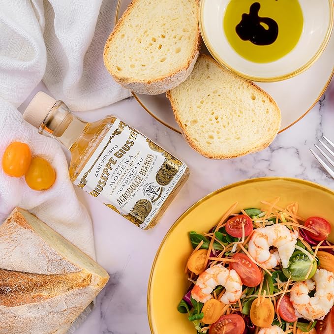 Giusti White Balsamic Vinegar Dressing – Condiment for Cooking and Finishing Dishes such as Salads, Vegetables, or Fish. Made in Italy with Balsamic Vinegar of Modena – 8.45 fl oz (250 ml) - Pack of 4