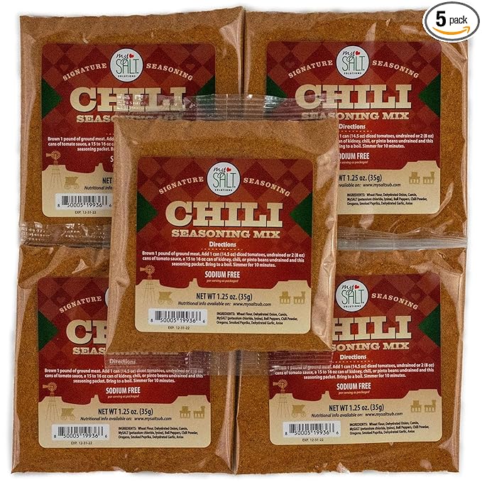 MySALT Chili Seasoning Mix 5 Pack ??Classic Chili Flavor Without the Salt ??Quick, Low Sodium Meal Prep for Cozy Comfort Food