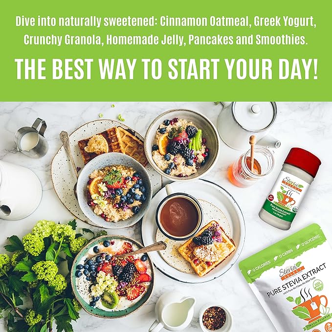 Stevia Select Organic Stevia Powder Sugar Free Plant Based Stevia Sweetener Non GMO Pure Stevia Extract Sugar Substitute No Fillers Zero Calorie 16 Oz