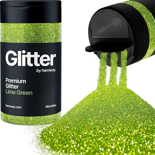 Hemway Premium Glitter Shaker - Lime Green | 125g Microfine Metallic Flake Sequins for Resin & Epoxy Crafts | Craft Supplies for Tumblers, Festival, Art