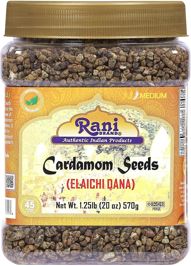 Rani Cardamom (Elachi) Decorticated Seeds Indian Spice 20oz (1.25lbs) 571g PET Jar ~ All Natural | Vegan | Gluten Friendly | NON-GMO | Kosher | Indian Origin