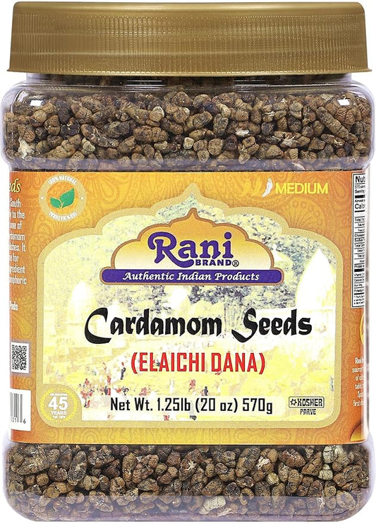 Rani Cardamom (Elachi) Decorticated Seeds Indian Spice 20oz (1.25lbs) 571g PET Jar ~ All Natural | Vegan | Gluten Friendly | NON-GMO | Kosher | Indian Origin