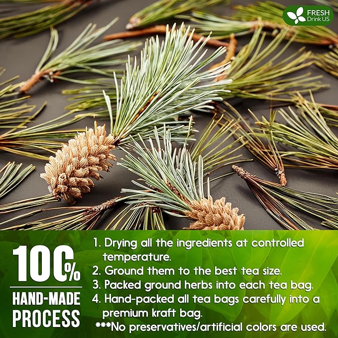 FreshDrinkUS, Pine Needle Tea Bags ??40 Tea Bags, Naturally Caffeine-Free, Refreshing Herbal Tea, Wild-Harvested Pine Leaves, Aromatic and Soothing ??Non-GMO & Eco-Friendly Packaging