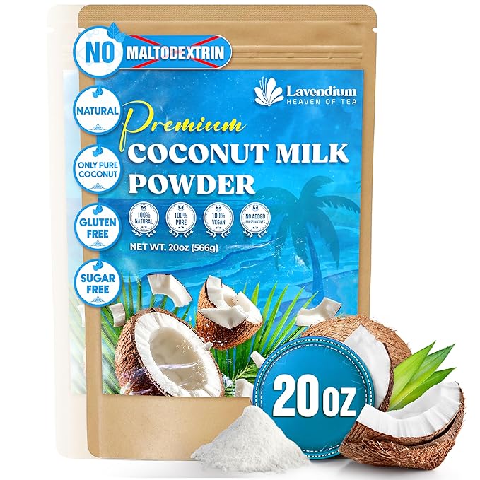 20oz (1.25 lbs) Organic Coconut Milk Powder, 100% Natural & Pure, Unsweetened, Perfect for Cake, Coffee, Tea, Creamer Alternative, No Additives, No Gluten, Vegan