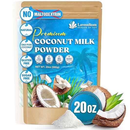 20oz (1.25 lbs) Organic Coconut Milk Powder, 100% Natural & Pure, Unsweetened, Perfect for Cake, Coffee, Tea, Creamer Alternative, No Additives, No Gluten, Vegan
