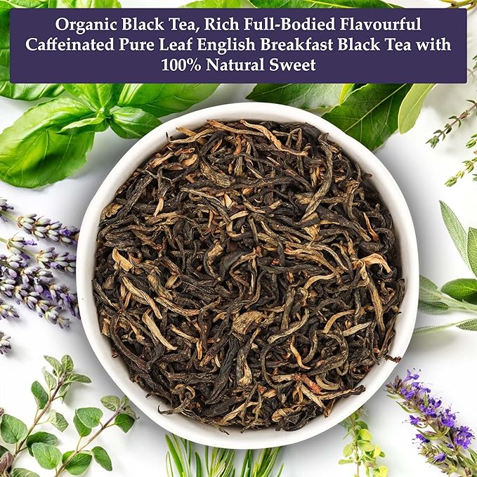 Birdsong Ancient Forest Minla- Organic Black Tea, Rich Full-Bodied Flavourful Caffeinated English Breakfast Tea with 100% Natural Sweet and Health Benefits, 15 Non-GMO Plant-Based Pyramid Tea Bags