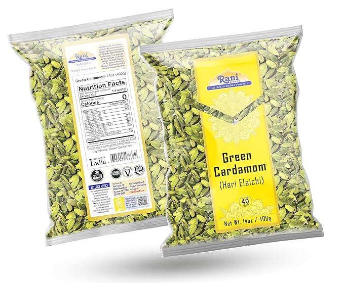 Rani Green Cardamom Pods Spice (Hari Elachi) 14oz (400g) ~ All Natural | Vegan | Gluten Friendly | NON-GMO | Product of India