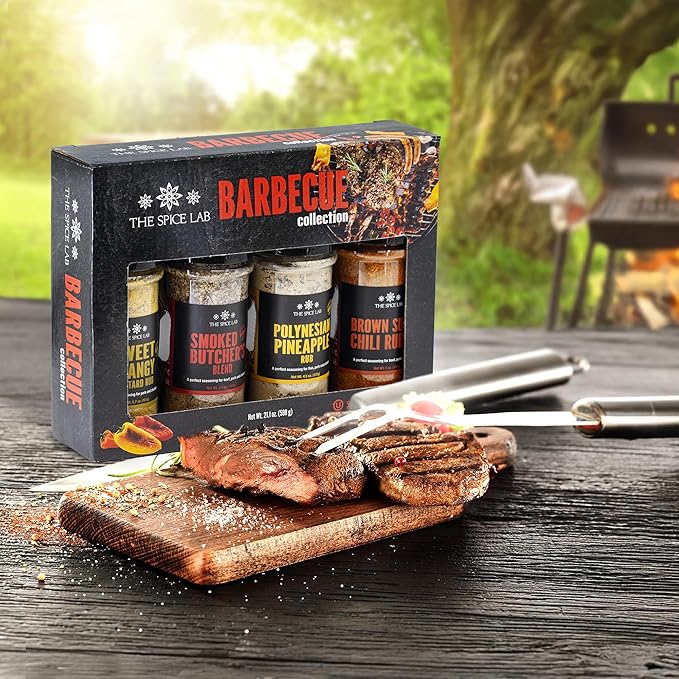The Spice Lab Barbecue Gift Set – New Gourmet Grilling Seasoning Set Collection with Polynesian Pineapple, Brown Sugar Chili, Smoked Butcher’s Blend, And Sweet & Tangy Rub – Perfect Bbq Gift Set