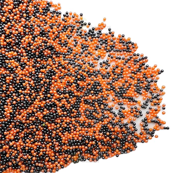 SE Si&Moos Nonpareil Sprinkles, 2mm Black and Orange Mini Edible Pearls Orange and Black Sprinkles for Cake Decorating Halloween Cookie Decorations Wedding Shower Party Christmas Holiday Supplies 3.5 OZ