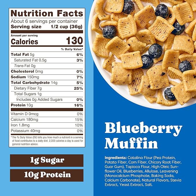 Catalina Crunch Protein Cereal | Sugar Free Breakfast Cereal with up to 11g of Protein | Gluten Free, Keto Friendly | Variety Pack Cinnamon Toast & Blueberry Muffin (Pack of 2)