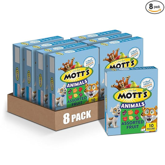 Mott's Fruit Flavored Snacks, Animals Assorted Fruit, Gluten Free Snack, 10 Ct, 8 oz (Pack of 8)