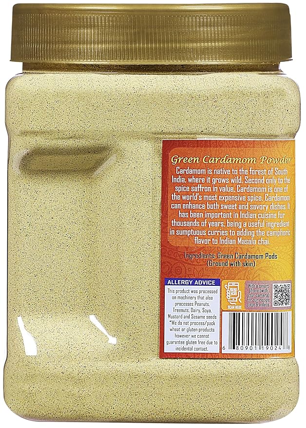 Rani Green Cardamom Pods Powder, Ground with Green Husks (Hari Elachi) 17.5oz (1.1lbs) 500g PET Jar ~ All Natural | Vegan | Gluten Friendly | NON-GMO | Kosher | Product of India