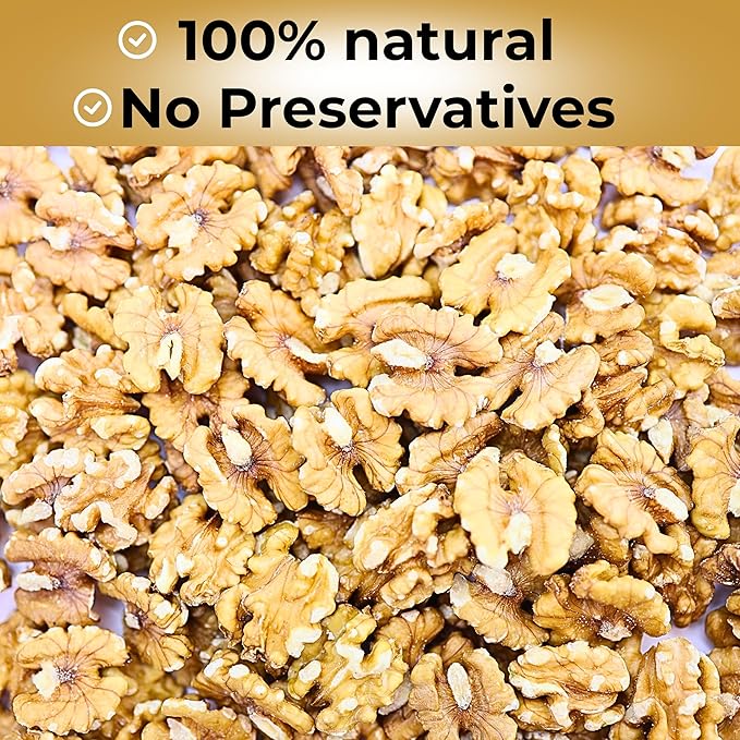 California Raw Walnuts, Halves 16 Oz, 100% Natural, No Preservatives, Non-GMO, Kosher, Vegan, No Salt, Shelled Walnuts in Resealable Bag, 1 Lb