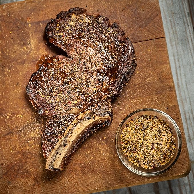 Fire & Smoke Society Steak King Steak Seasoning | BBQ Rubs for Smoking and Grilling Meat | Filet Mignon, Ribeye, Beef, Lamb and Burgers | BBQ Rubs and Spices | Black pepper, Fennel, Oregano, Pink Peppercorns | XL 11.5 oz