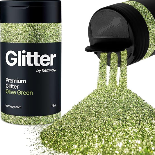 Hemway Premium Glitter Shaker - Olive Green | 130g Fine Metallic Flake Sequins for Resin & Epoxy Crafts | Craft Supplies for Tumblers, Festival, Art