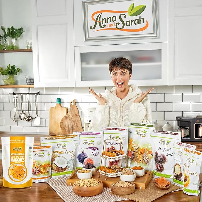 Anna and Sarah Extra Low Sugar Added Dried Mango Slices 80 Oz - Delicious Texture Soft & Juicy Dried Mango - Gluten Free - Non GMO - Kosher - Natural Source of Vitamin C, in Resealable Bag 5 Lbs