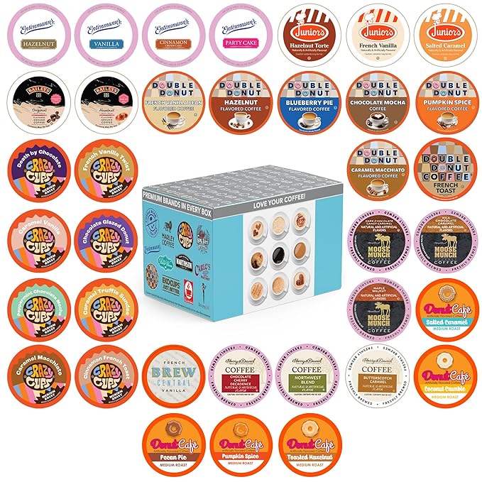 Crazy Cups Flavored Coffee Pods Variety Pack for Keurig K Cups Brewers, Assorted Flavored Coffee Sampler, 36 Count(Pack of 1)