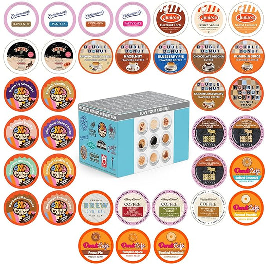 Crazy Cups Flavored Coffee Pods Variety Pack for Keurig K Cups Brewers, Assorted Flavored Coffee Sampler, 36 Count(Pack of 1)