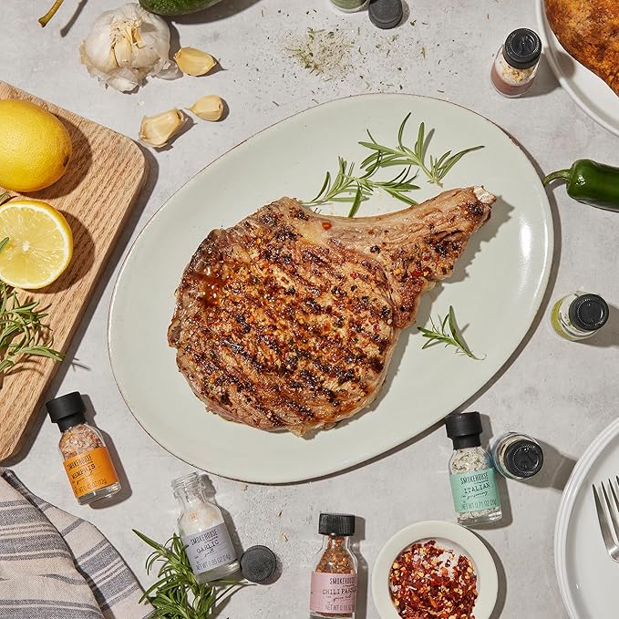 Smokehouse by Thoughtfully, Grilling Spices BBQ Set, Includes BBQ Tongs, Magnet and Flavorful Seasoning and Rubs