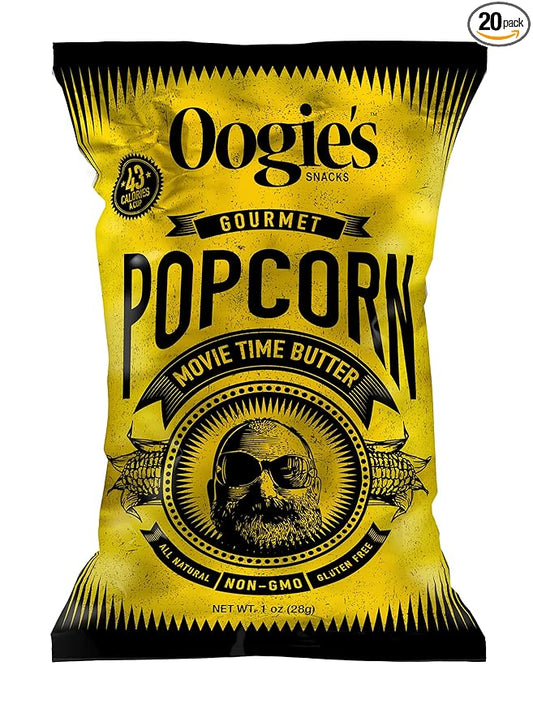 Oogie's Gourmet Popcorn | 20 Pack | Movie Time Butter Flavor | Gluten Free Popcorn Snacks | 1oz Individual Bags