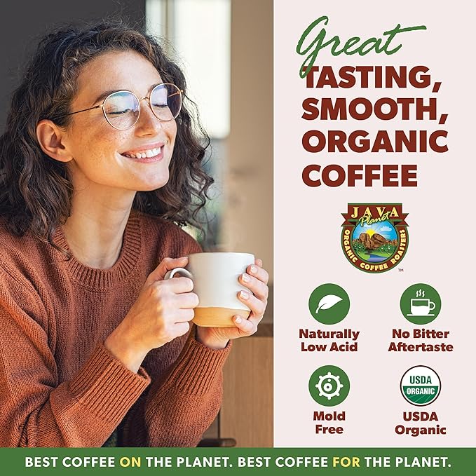 Low Acid Organic Coffee ??Whole Bean, Mold-Free & Stomach Friendly by Java Planet, Colombian Single Origin, Medium Dark Roast, Smooth Full Flavored, 2x1LB Bag