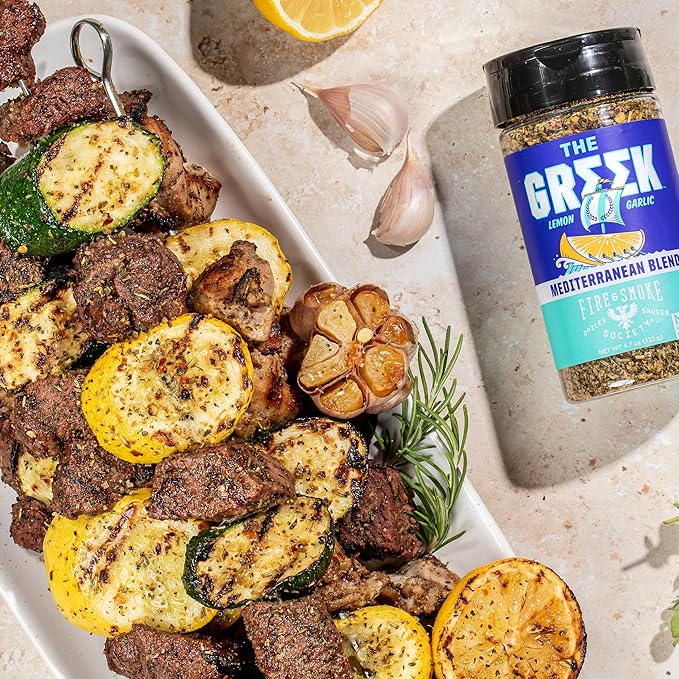 Fire & Smoke Society The Greek Seasoning Blend | Mediterranean Seasoning & Flavors for Fish, Shrimp, Lamb, Pork | M 4.7 oz
